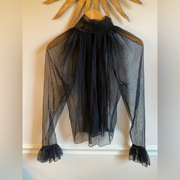 Screen Worn in Power Book II Ghost Saint Laurent Paris Sheer Turtleneck Blouse - Picture 2 of 10